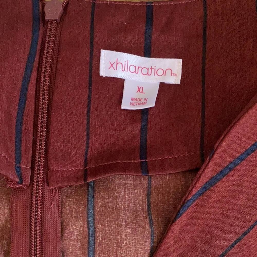 Xhilaration Burgundy & Black Striped Wrap Jumpsuit - Picture 8 of 11